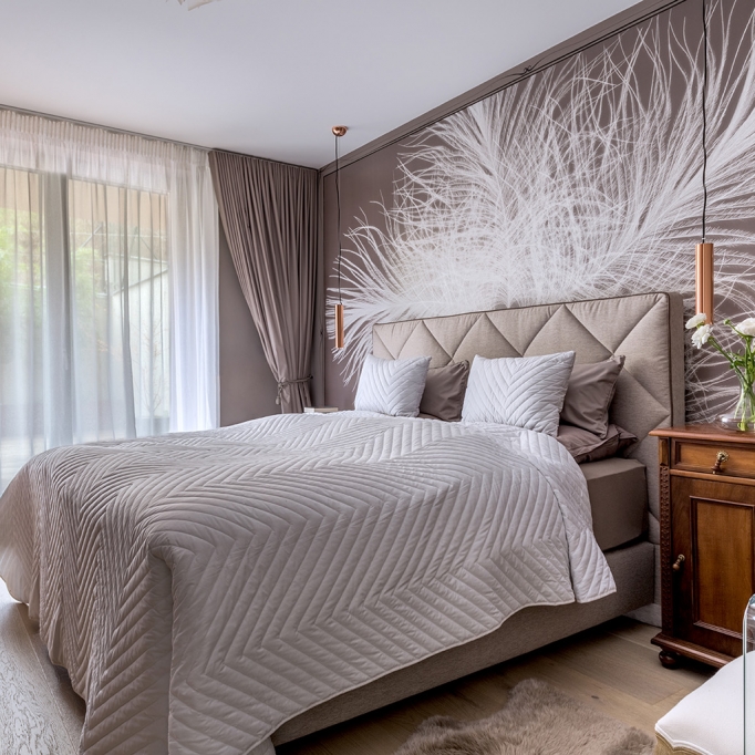 bedroom feather taupe