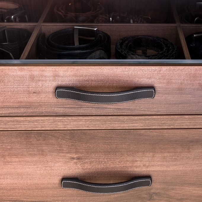 leather handle wooden drawer